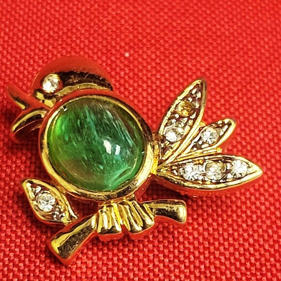 Vintage Jelly Belly Bird Brooch Singing Chickadee Gold Tone Metal - Picture 3 of 8